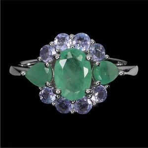 Genuine Emerald & Tanzanite Ring